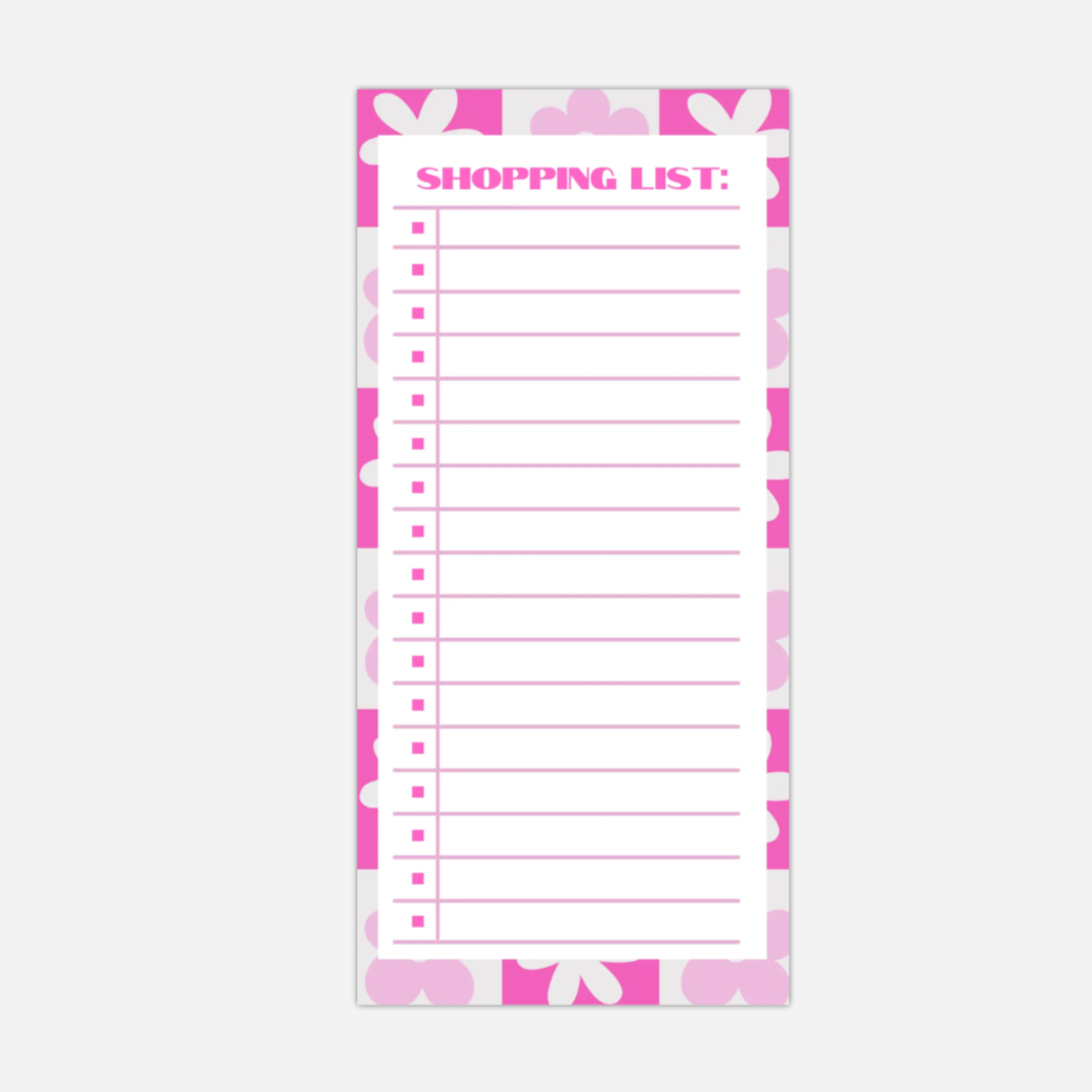 Checkered Pink Floral Shopping List